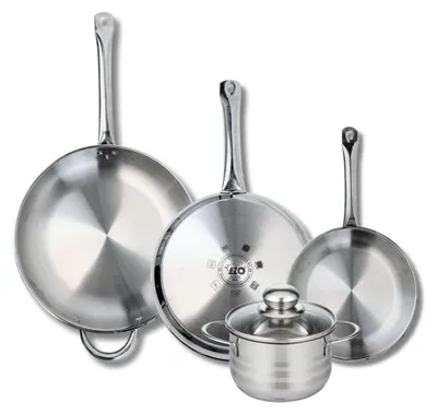 Kochgeschirr-Set: 3 Pfannen 24/28/32 cm + Topf 16 cm, Edelstahl