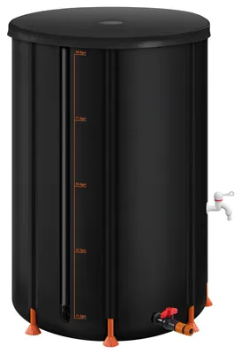 Produktbild von Regentonne faltbar, 380 L tragbares Regenfass, Regenwassertank, 1000D PVC-Regenwassersammelsystem, Wassertank