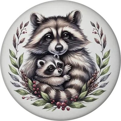 Produktbild von Waschbärmama mit Baby Magnet rund rund