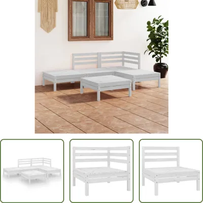 Produktbild von The Living Store 5-tlg. Garten-Lounge-Set Massivholz Kiefer Weiß