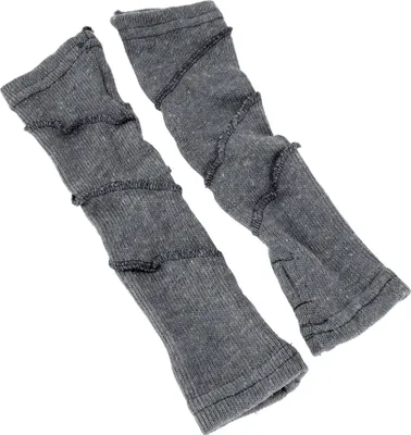 Produktbild von Baumwoll-Feinstrick Handstulpen, Pulswärmer mit Overlock - Grau, Uni, Baumwolle, Handschuhe & Handstulpen