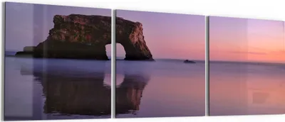 Produktbild von DEQORI Glasbild Echtglas 3x50x50 cm 'Abendlicher Felsbogen' Wandbilder XXL groß