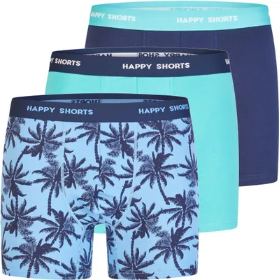 Produktbild von Happy Shorts Herren Boxer Jersey 3-Pack  navy, cyan, blau - Größe XXL