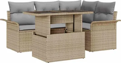Produktbild von vidaXL Gartensofa-set 5 stk. Beige Poly-Rattan