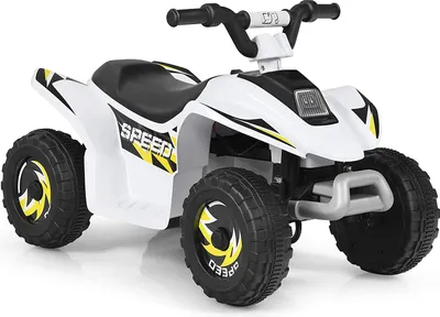 Produktbild von 6V Elektrischer Kinder-Quad mit Rückwärtsgang & Elektrischer Bremse, Kinderfahrzeug, Mini Elektroquad für Kinder bis 30 kg, max. 4,6 km/h, Elektrofahrzeuge  (Weiß)