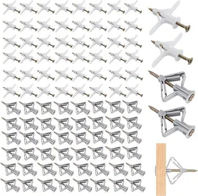Image de Kit comprenant 200 étriers en plastique pour plaques de plâtre, ancrages de plaques et fixations de plaques