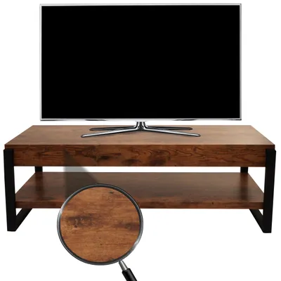 Image de Rack TV HWC-L53, Table TV Lowboard Table TV, métal 42x120x44cm ~ chêne sauvage foncé