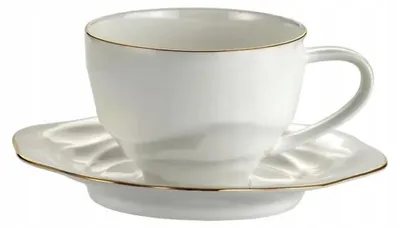 Produktbild von Domdekoracji Porzellan-Kaffeetasse mit Untertasse 250 ml Goldrand