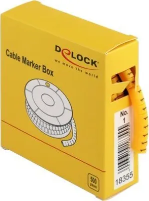 Produktbild von Delock Kabelmarker Box, Nr: 1, gelb, 500 Stück
