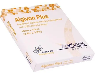Produktbild von ALGIVON Plus Honigalginat Wundauflage 10x10 cm
