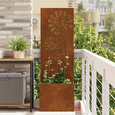 Obrázok produktu pre Bloempot, rustikálny kvetináč na vonkajšie použitie, farba: hrdzavá, materiál: odolná oceľ, rozmer: 50 x 140 cm