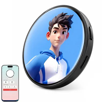 Produktbild von LED Digital Badge mit Display, personalisierter Smart Pin mit App Steuerung, Foto GIF Video Anzeige für Rucksack & Anime Convention