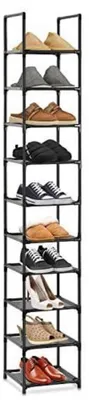 Produktbild von Schuhregal 10 Ebenen Metall Vliesstoff Schwarz Platzsparend Organizer