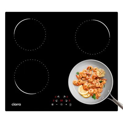 Image de CIARRA Table de cuisson à induction encastrable 60 cm Plans de cuisson 4 zones Timer 6000W VM4BIH-C