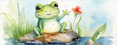 Produktbild von Wallario Wandbild aus Acryl, 200 x 80 cm, freischwebende Optik - Frosch in Aquarell