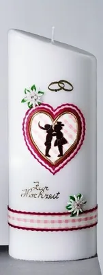Produktbild von Hochzeitskerze mit Namensverzierung und Geschenkkarton 23 x 9 x 9,5 cm, Modell H12