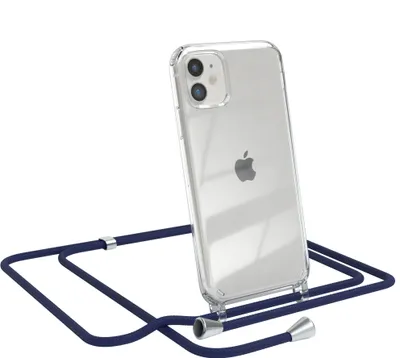 Produktbild von EAZY CASE Handykette kompatibel mit Apple iPhone 11, Handyhülle mit Umhängeband, Handykordel, Schutzhülle Clear, Band in Blau