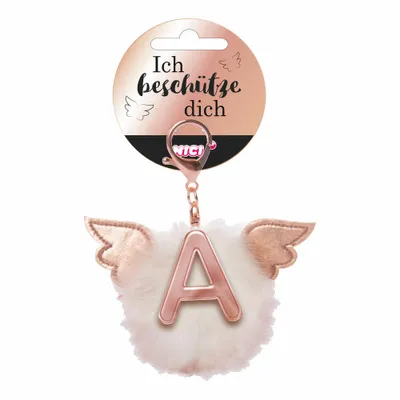 Produktbild von NICI Schutzengel Schutzbommel ABC-Anhänger, Buchstabe A, Taschenanhänger, Schlüsselanhänger, Bommel mit Flügeln, Plüsch, 46970