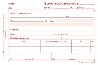 Produktbild von 1314 - Příjmový doklad A6, 50 l., NCR