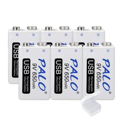 Zdjęcie produktu dla Akumulator 9V, pojemność 650mAh, ładowanie przez micro USB, 6 sztuk 9V