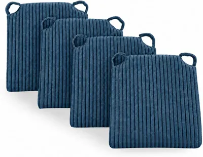 Produktbild von sunnypillow 4er Set Cord Stuhlkissen mit Klettverschluss - Blau