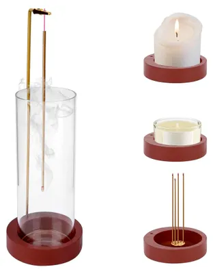 Produktbild von Holz Räucherstäbchenhalter, 2-in-1 Räucherstäbchenhalter mit abnehmbarem Aschefänger aus Glas, modernes Design für Räucherkegel, geeignet für Meditation, Yoga, Zuhause und Büro