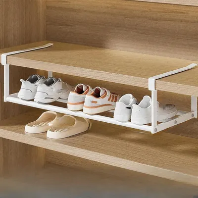 Produktbild von Ausziehbares, verstellbares Schuhregal aus Metall für Schrank und Badezimmer, 3 Stück, weiß, 40 x 70 cm, platzsparend und einfach zu montieren