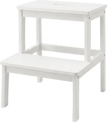 Obrázek produktu pro Bambusová stolička se schůdkem KROK, výška 46 cm, bílá