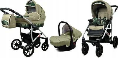 Produktbild von BabyLux® Largo | 3in1 Kinderwagen Set | Fern Leaf | Kombikinderwagen | Kinderwagenset | Buggy +