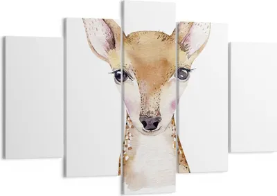 Produktbild von Bild auf Leinwand - Leinwandbild - 5 Teile - Damhirschkuh Grafiken Kinder - 150x100cm - Wand Bild - Wanddeko - Wandbilder - Leinwanddruck - Bilder - Wanddekoration - Leinwand bilder - EA150x100-4449