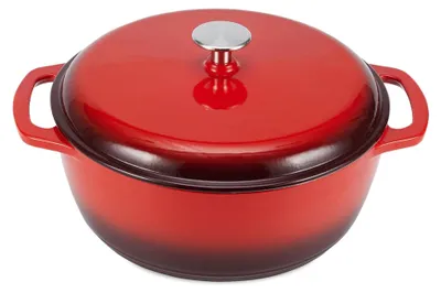 Image de A. Casserole Schmortopf, ronde, en fonte émaillée avec couvercle, 5,7 L, rouge