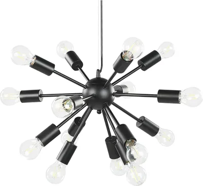 Obrázok produktu pre BELIANI Závesná lampa čierna kovová 115 cm s 15 žiarovkami ambientné osvetlenie do interiéru