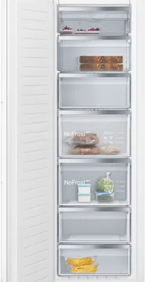 Siemens iQ500, Einbau-Gefrierschrank, 177.2 x 55.8 cm, Flachscharnier mit Softeinzug GI81NACE0 Frontansicht geöffnet