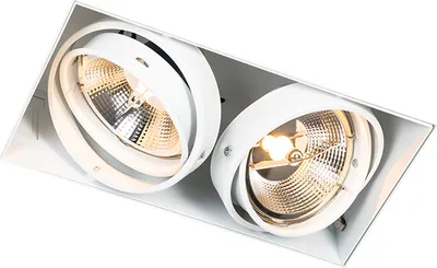 Produktbild von QAZQA - Modern Einbauspot weiß GU10 AR111 randlos 2-flammig - Oneon I Wohnzimmer I Schlafzimmer - Stahl Rechteckig - LED geeignet GU10