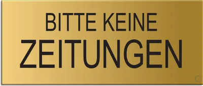 Produktbild von Schild Bitte keine Zeitungen Briefkastenschild Aluminium Messingoptik 60x25 selbstklebend