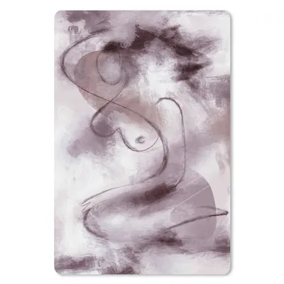 Produktbild von MuchoWow® Mauspad Mousepad Frau - Abstrakt - Linienkunst - Porträt - Lila 18x27 cm - Mousepads - Maus Mat - Pad - Mausunterlage