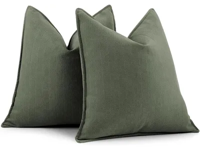 Immagine prodotto di Cuscini decorativi, fodere in chenille, 45x45 cm, verde militare, set da 2