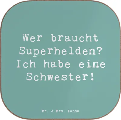 Produktbild von Mr. & Mrs. Panda Untersetzer für Gläser Spruch Liebe Schwester - Meeresbrise - Geschenk, Coaster, Tischuntersetzer, Tasse, Familie, Familienmitglieder, Familiengeschenk