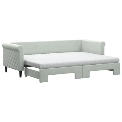 Zdjęcie produktu dla VidaXL 3197788, sofa rozkładana, Szary, Pianka, Metal, Poliester, Drewno, 2290 mm, 900 mm