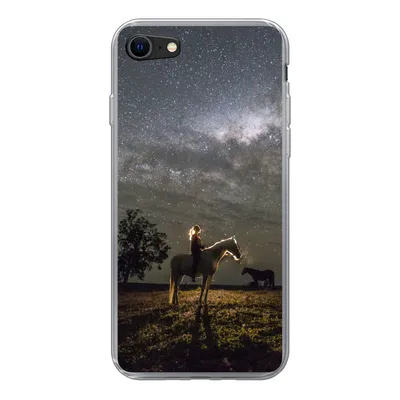 Produktbild von MuchoWow® Handyhülle Schutzhülle Hülle für iPhone SE 2022 Pferd - Frau - Sternenhimmel Silikon Softcase Handy Hülle - Schutzhülle