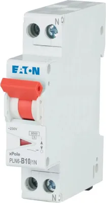 Produktbild von Eaton LS-Schalter 6kA B 10A/1pol+N 1TE Schmalbauweise Eaton PLN6-B10/1N-DE, 1 Stk.