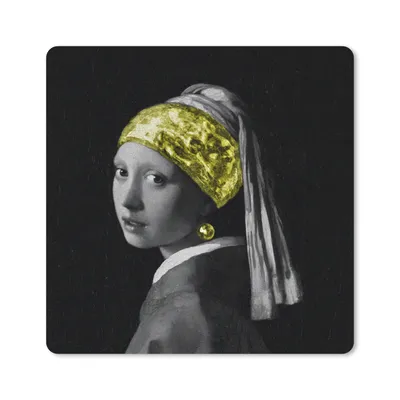 Produktbild von MuchoWow® Mauspad Mousepad Mädchen mit einem Perlenohrring - Gemälde - Gold 30x30 cm - Mousepads - Maus Mat - Pad - Mausunterlage - Gaming