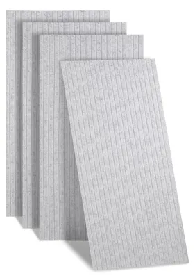 Immagine prodotto di ISOISL, 4 pannelli acustici autoadesivi, pannelli fonoassorbenti ad alta densità, pannelli murali a listelli verticali, colore grigio chiaro