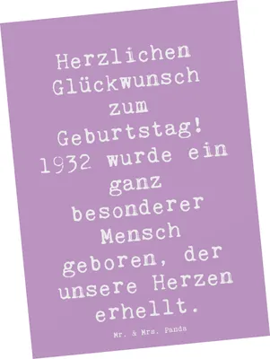 Produktbild von Mr. & Mrs. Panda Grußkarte Spruch 1932 Geburtstag - Lavendeltraum - Geschenk, feiern, bildkarte, besonderes Jahr, Happy Birthday, Herzlichen Glückwunsch zum, Postkarten