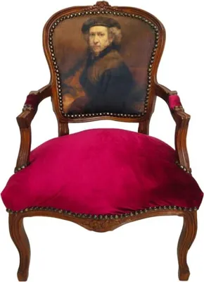 Produktbild von Barockstuhl Barock Stuhl Salon Salonstuhl Armlehne Rot Braun Stoff Esszimmer Wohnzimmer Büro Flur Design Style Klassisch Premium Luxus Modern Retro