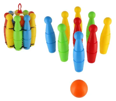 Produktbild von Großes Bowling-Set für Kinder, 9 Kunststoffkegel & 1 Ball, 24 cm Kegelhöhe
