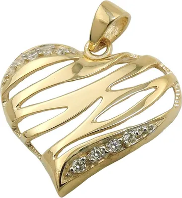 Produktbild von Anhänger 17x20mm Herz glänzend mit 9 Zirkonias 9Kt GOLD