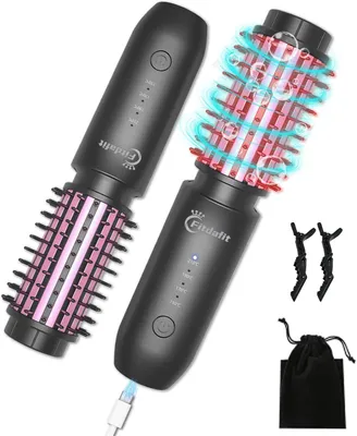 Produktbild von Lockenstabbürste, Warmluftbürste Rundbürstenföhn,Tragbarer Lockenstab,3-in-1 Thermobürste Reise-Lockenstab-Minibürste, USB-Aufladbare Lockenstabbürste