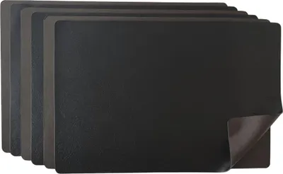 Produktbild von 6 Stück Platzset Kunstleder, Wendbares Tischset 45x30cm, Platzdeckchen Modern (Schwarz/Braun)