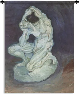 Produktbild von MuchoWow® Wandteppich Wandbehang Gipsskulptur eines knienden Mannes - Vincent van Gogh 150x200 cm Tapisserie Dekoration Wandtuch - Wandaufhängung - Moderner